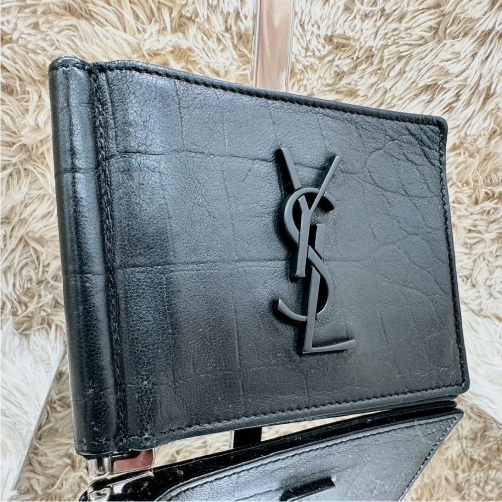 Yves Saint Laurent Black Textured Wallet